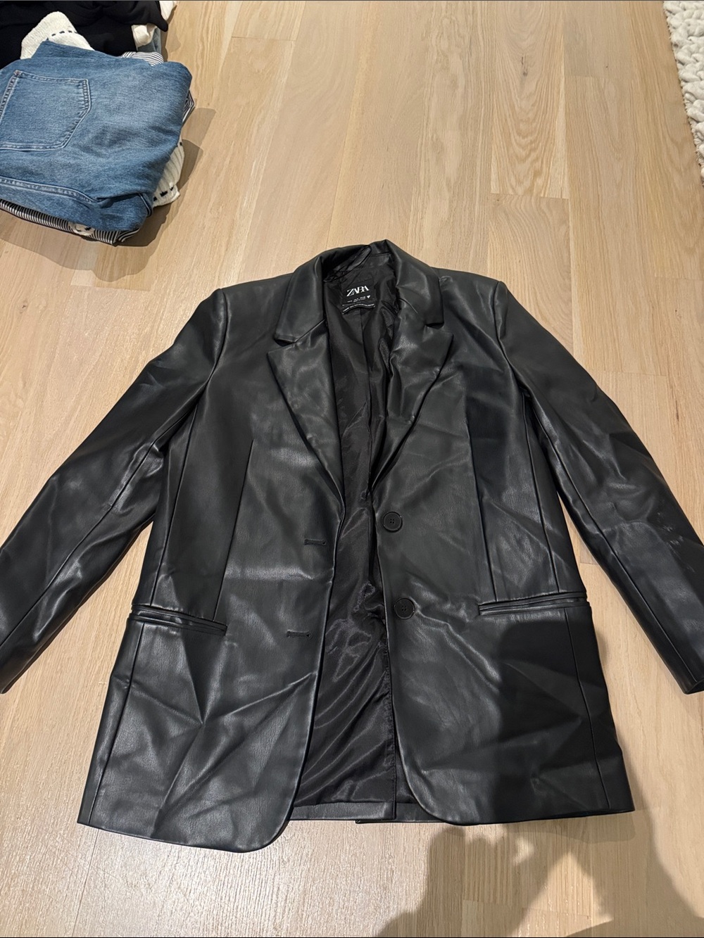 Zara Faux Leather Blazer